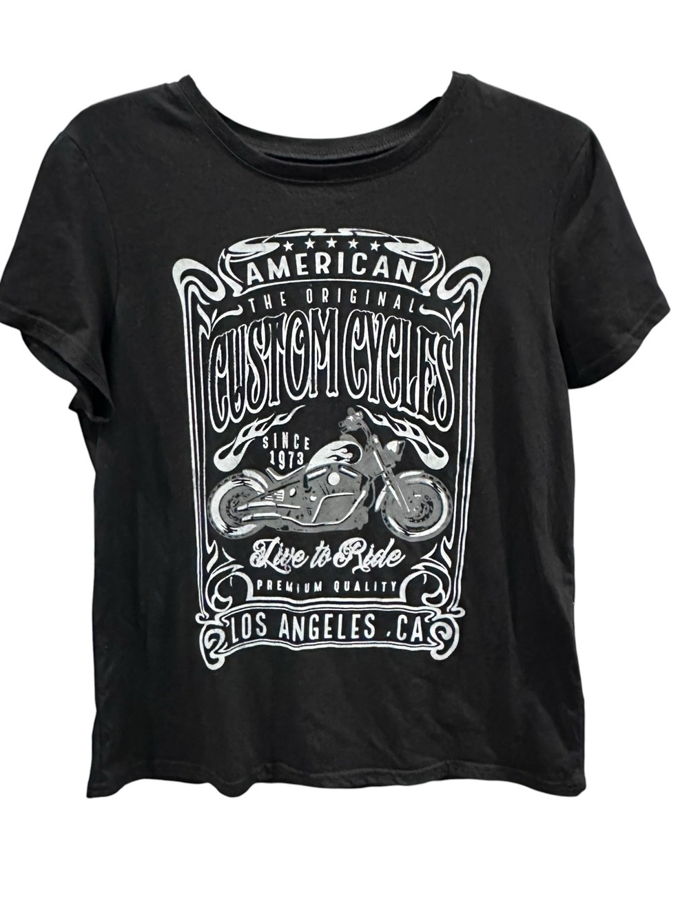Woundβ Up Girls Black Motorcycle Graphic Tee Size Large 11-13
